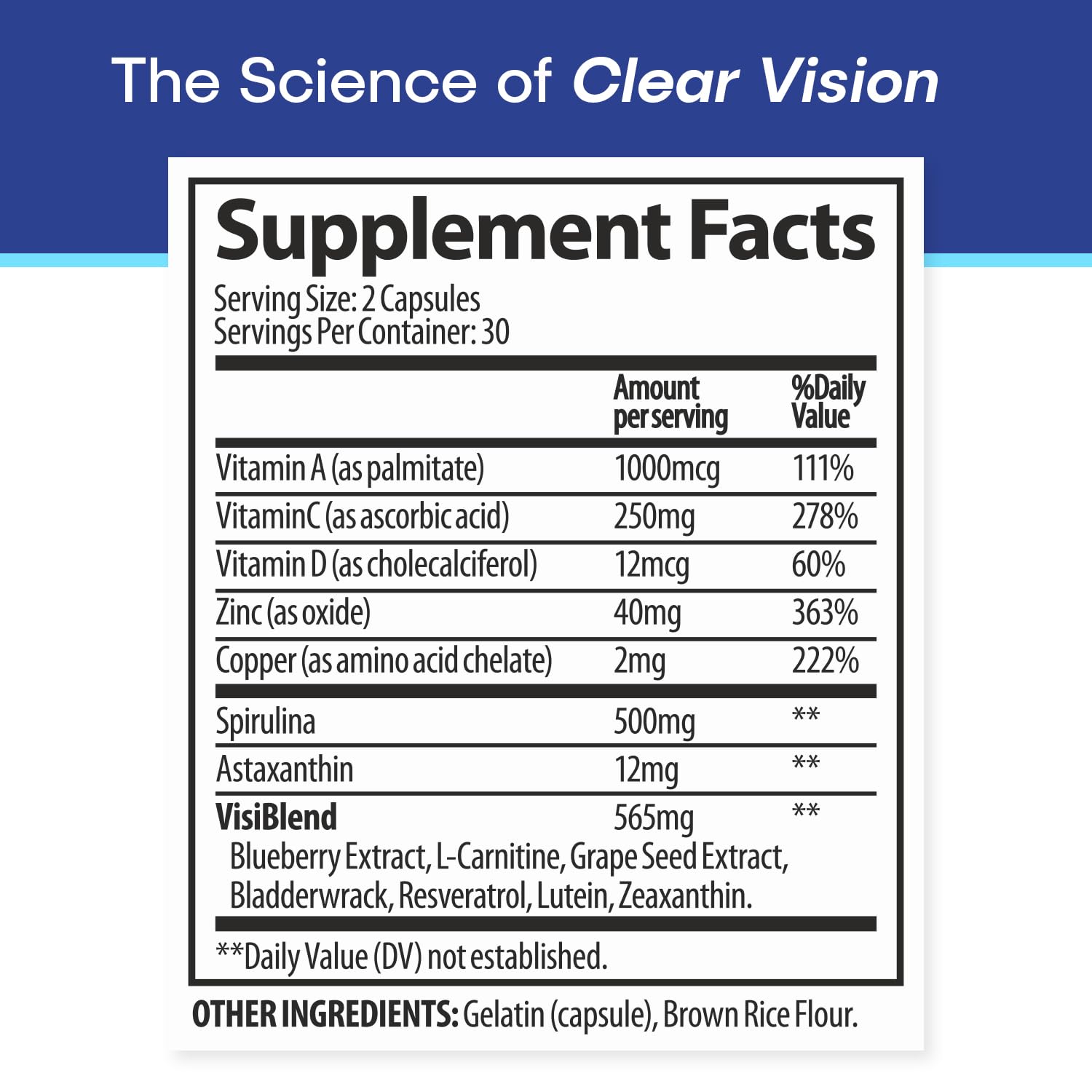 VisiUltra Eye Health Supplement – 14 Essential nutrients for Clear Vision, Blue Light Protection, and Long-Term Eye Health. Supports Clarity and Eye Wellness. 60 Capsules. (1 Pack) - TrustMedUSA