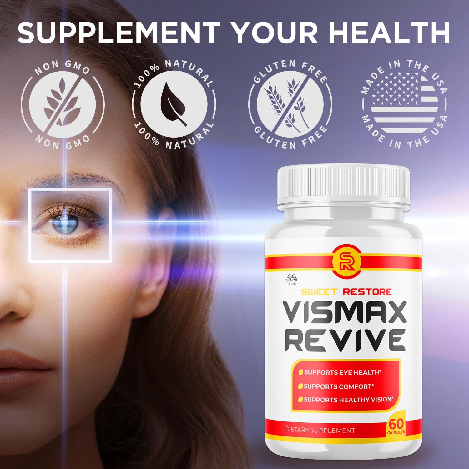 Vismax Revive Capsules, Official VismaxRevive Vision Support Supplement with All Natural Ingredients, Advanced Eye Health Formula and Vision Vitamin Supporting Wellness Naturally (60 Capsules) - TrustMedUSA