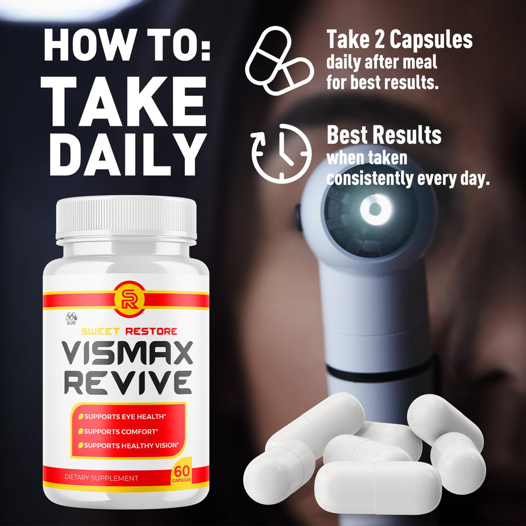 Vismax Revive Capsules, Official VismaxRevive Vision Support Supplement with All Natural Ingredients, Advanced Eye Health Formula and Vision Vitamin Supporting Wellness Naturally (60 Capsules) - TrustMedUSA