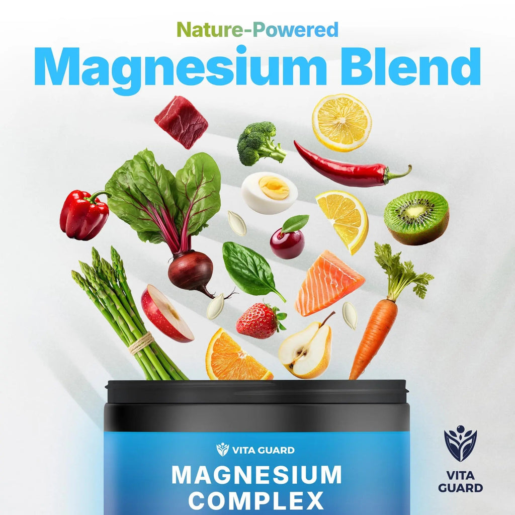 Vita Guard Magnesium Complex 1480mg – 10-in-1 with Glycinate, Citrate, Malate & More – High Absorption – Sleep, Muscle, Nerve & Heart Support – 90 Vegan Capsules – Non-GMO, Gluten-Free, No Sugar - TrustMedUSA