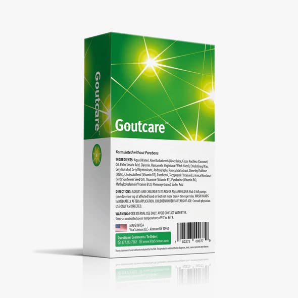 Vita Sciences GoutCare Soothing Cream for Occasional Discomfort. Intensive Soothing Cream - Fast-Acting Topical Application for Comfort Where and When You Need It Most. Safe & Effective - TrustMedUSA