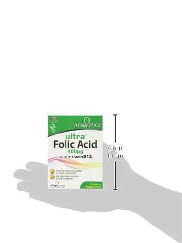 Vitabiotics Ultra Folic Acid Tablets 400 mcg Vitamin B9 with Vitamin B12-60 Tablets - TrustMedUSA