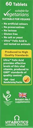 Vitabiotics Ultra Folic Acid Tablets 400 mcg Vitamin B9 with Vitamin B12-60 Tablets - TrustMedUSA