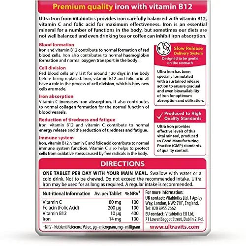 Vitabiotics Ultra Iron Tablets, Pack of 30 - TrustMedUSA