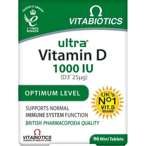 Vitabiotics Ultra Vitamin D Tablets 1000IU Optimum Level -96 count (Pack of 1) - TrustMedUSA