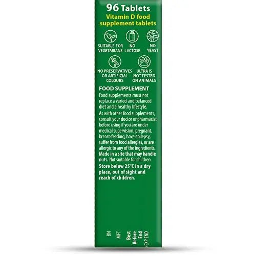 Vitabiotics Ultra Vitamin D Tablets 1000IU Optimum Level -96 count (Pack of 1) - TrustMedUSA