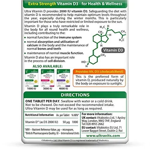 Vitabiotics Ultra Vitamin D Tablets 2000IU Extra Strength - 96 Count ( Pack of 1) - TrustMedUSA