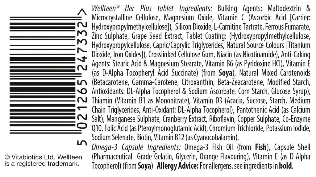 Vitabiotics Wellteen Her Plus - 56 Tablets/Capsules, 56 Count (Pack of 1) - TrustMedUSA