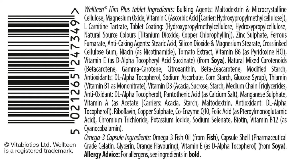 Vitabiotics Wellteen Him Plus Tablets/Capsules, 56 Count (Pack of 1) - TrustMedUSA