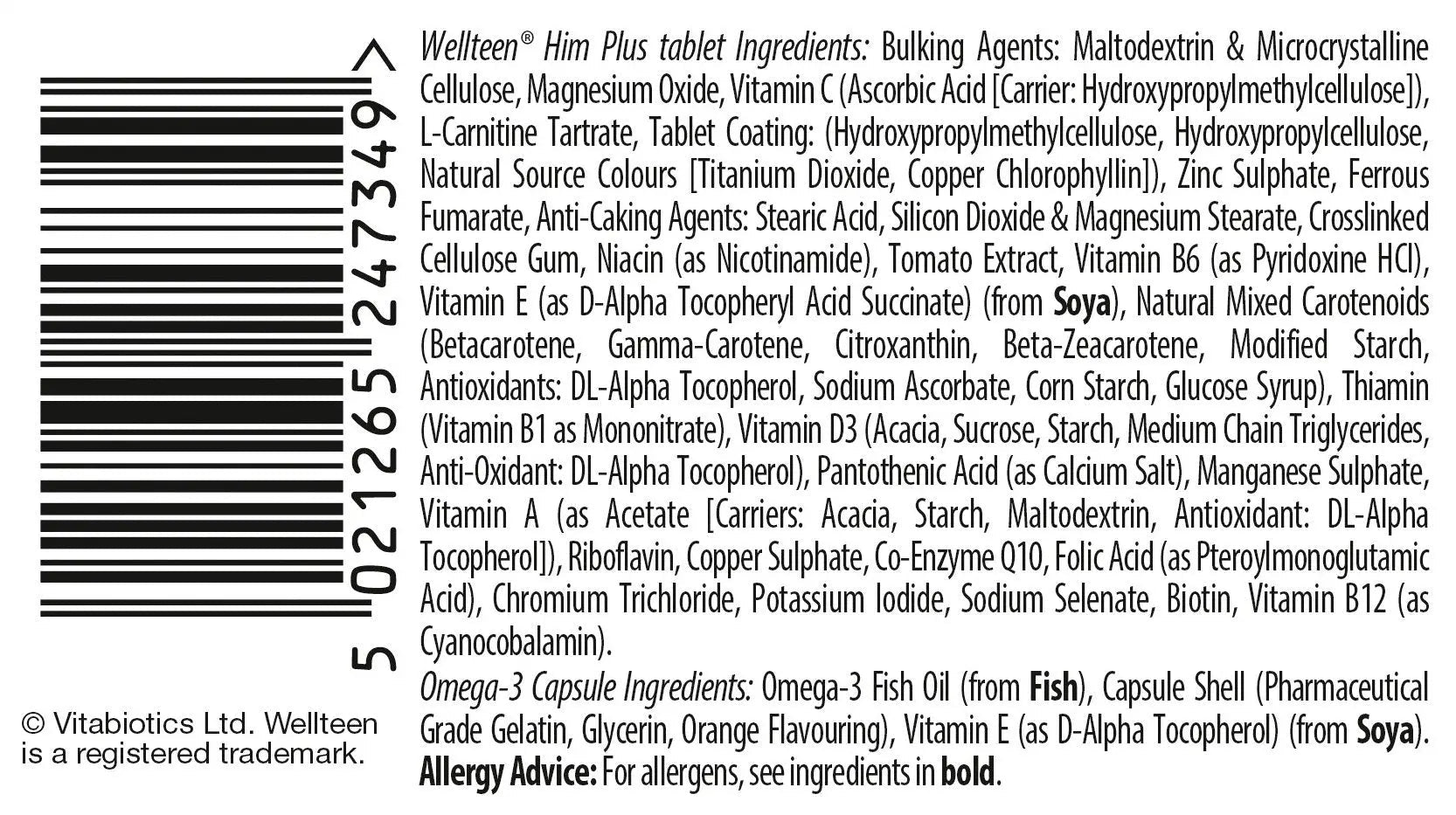 Vitabiotics Wellteen Him Plus Tablets/Capsules, 56 Count (Pack of 1) - TrustMedUSA