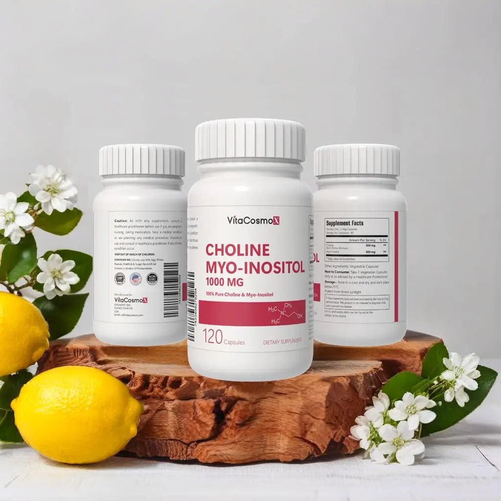 VitaCosmoX Choline and Myo-Inositol Supplement, 1000 mg Each, 120 Veggie Capsules 100% Vegetarian, Non-GMO & Gluten Free - TrustMedUSA