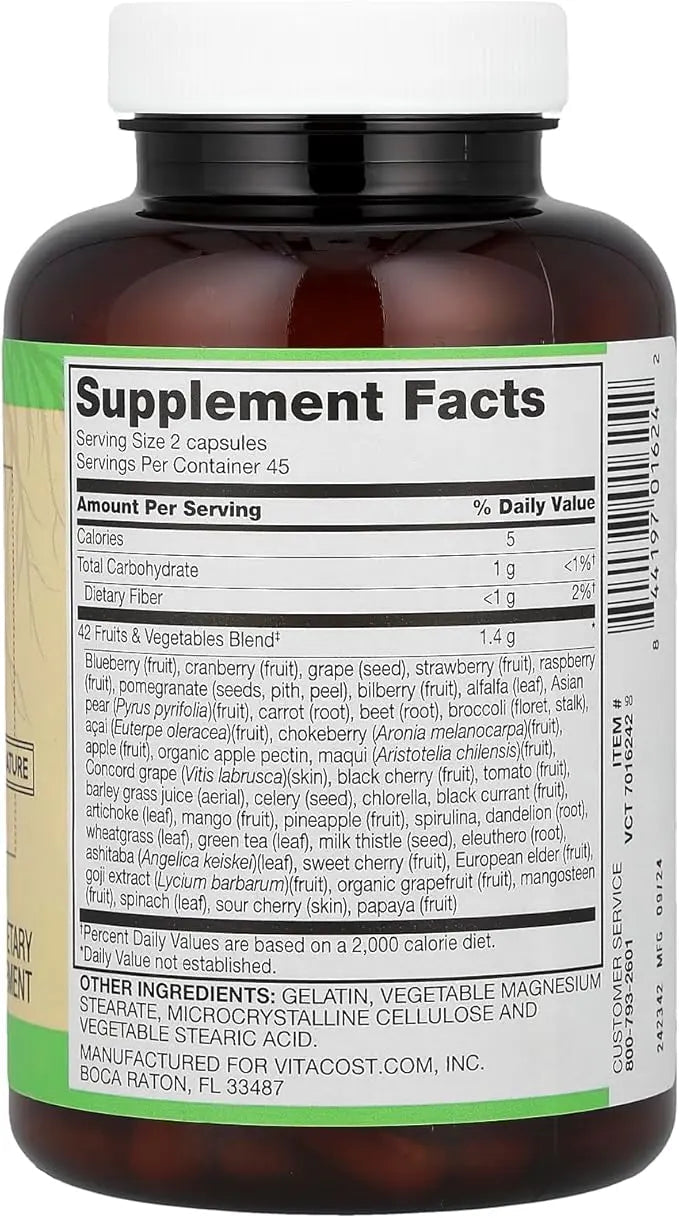 Vitacost Root2®, 42 Fruits & Vegetables, 90 Capsules - TrustMedUSA