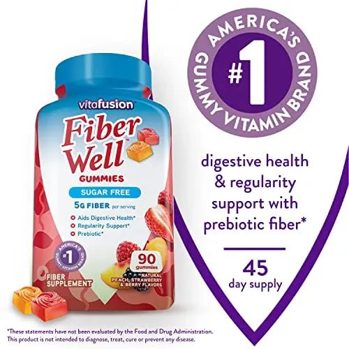 Vitafusion Fiber Well Sugar Free Fiber Supplement & Chewable Calcium Gummy Vitamins - TrustMedUSA