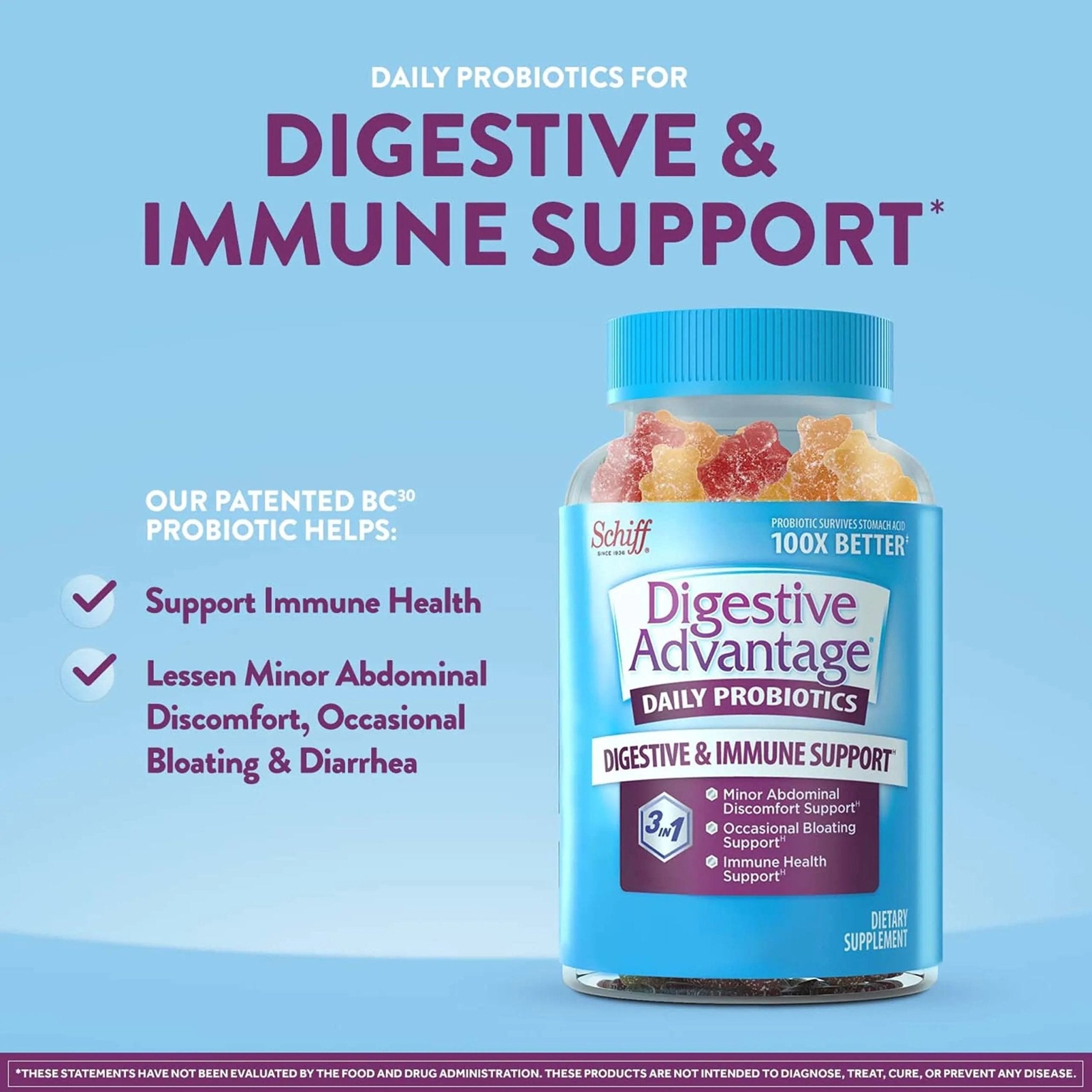 Vitafusion Fiber Well Sugar Free Fiber Supplement & Digestive Advantage Probiotic - TrustMedUSA