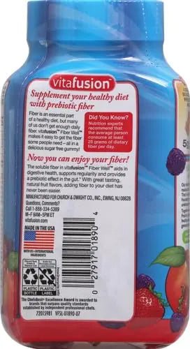 Vitafusion Fiber Well Sugar Free Fiber Supplement, Peach, Strawberry And Blackberry - TrustMedUSA