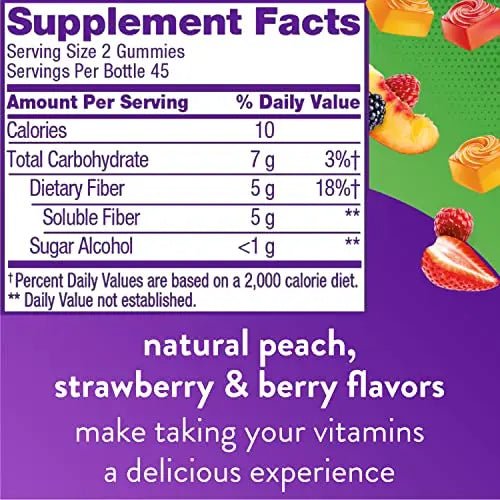 Vitafusion Fiber Well Sugar Free Fiber Supplement, Peach, Strawberry And Blackberry - TrustMedUSA