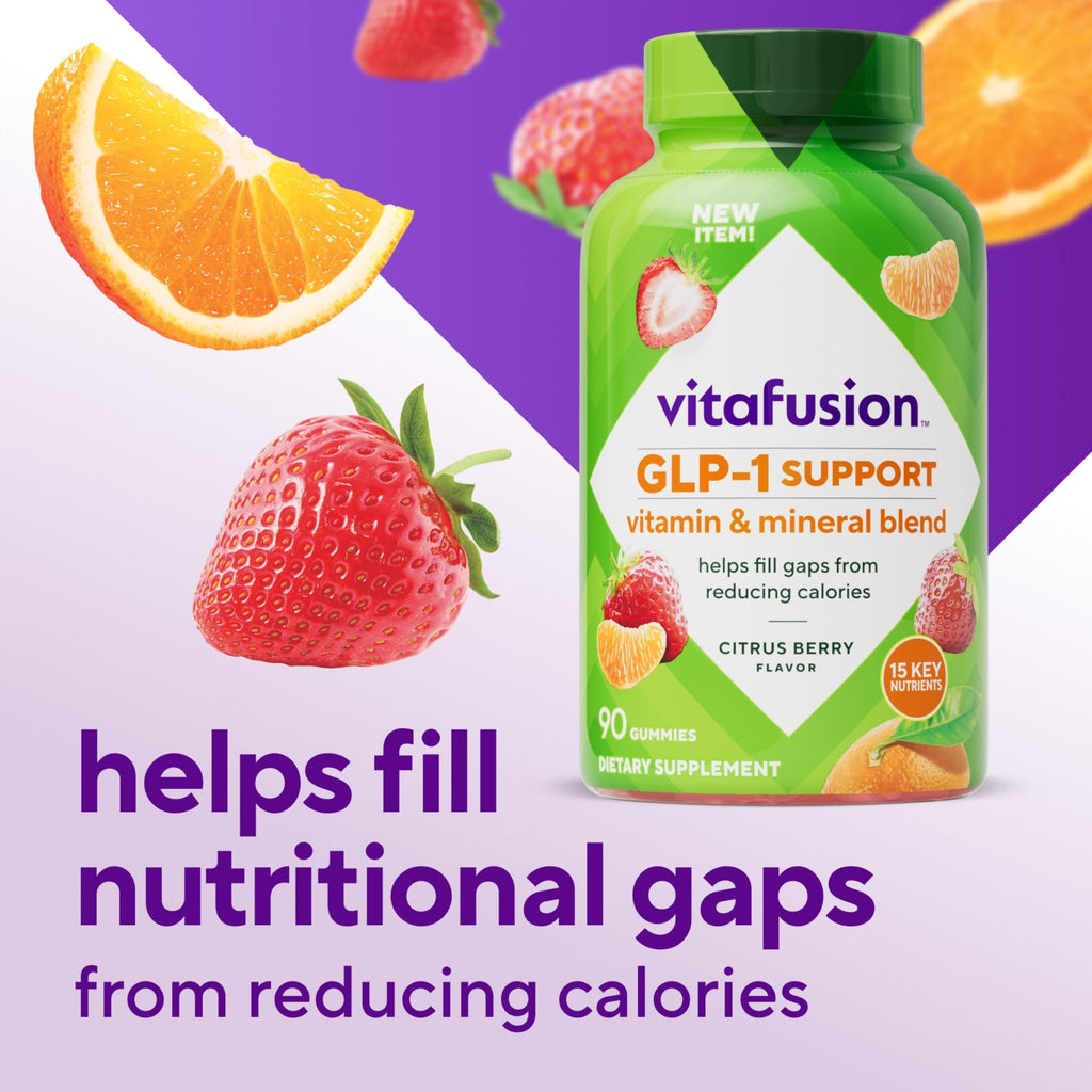 vitafusion GLP-1 Support Multivitamin, Vitamin and Mineral Blend, 15 Essential Nutrients, Citrus Berry Flavor, 90 Count, 45 Day Supply  - TrustMedUSA