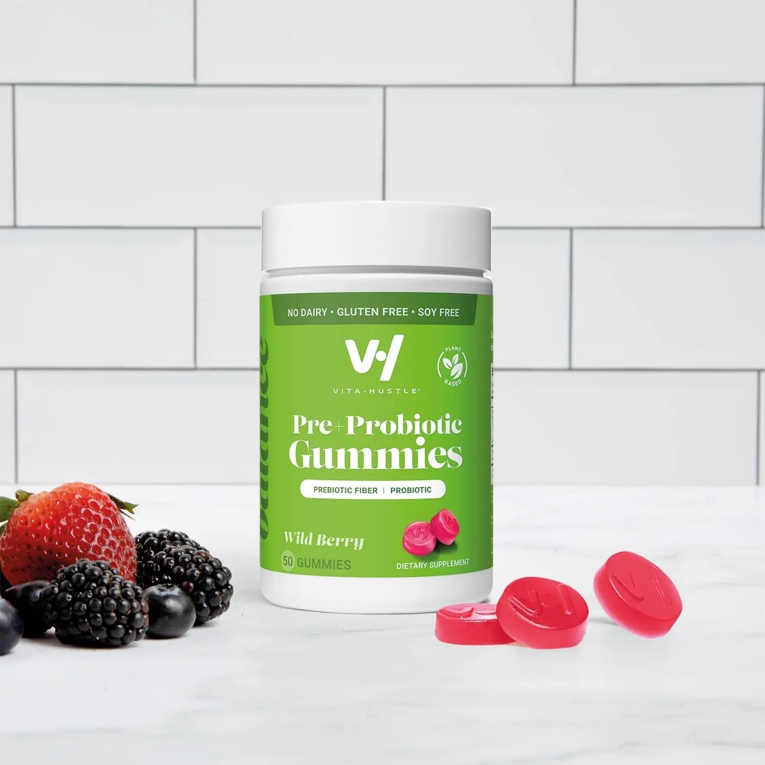 VitaHustle Probiotic Gummies + Prebiotics by Kevin Hart with Chicory Root Inulin Fiber - TrustMedUSA