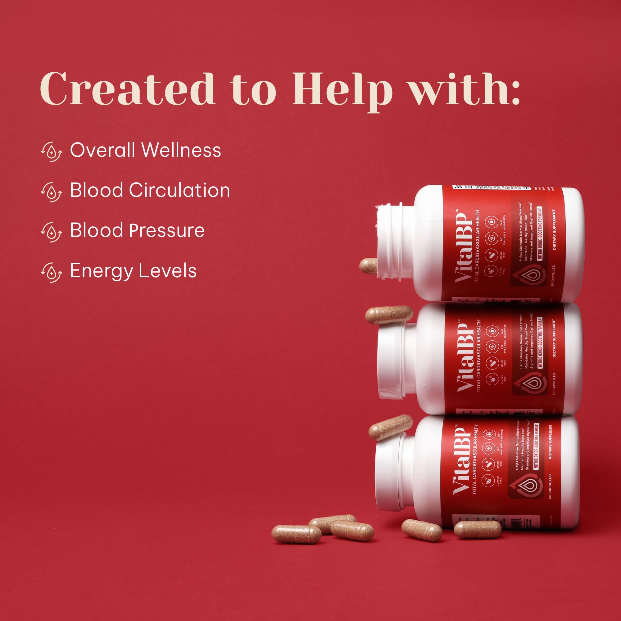 Vital BP - Support for Normal Blood Pressure - Supports Blood Flow & Arteries - with CoQ10, L-Citrulline, and K2 & D3-60 Capsules - TrustMedUSA