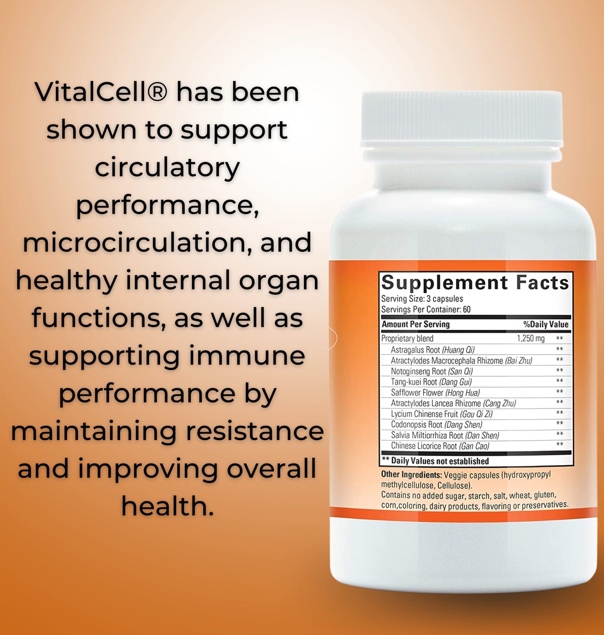 Vital Cell Natural Anti-Aging Supplement for Men and Women, Supporting Circulation and Healthy Organ Function (180 Vegetarian Capsules) - TrustMedUSA