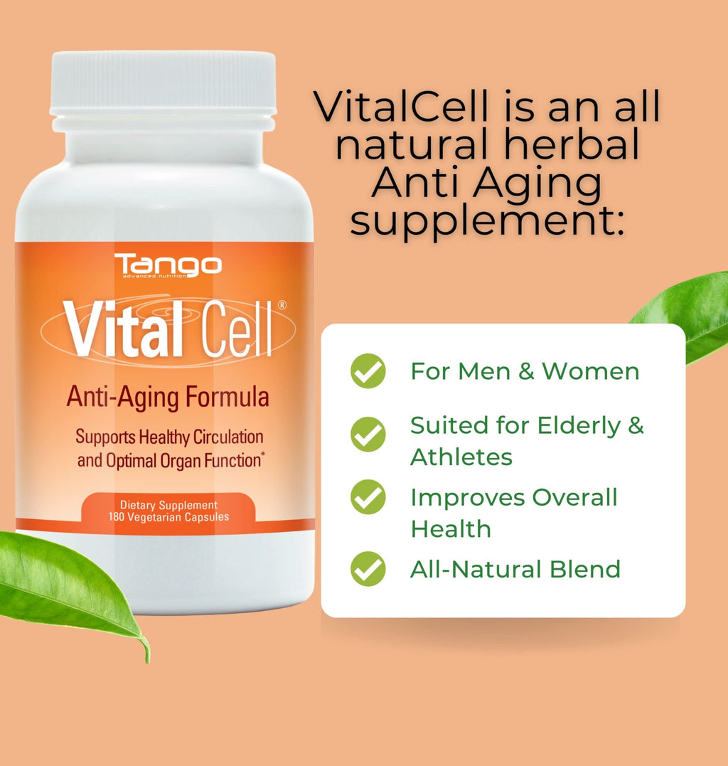 Vital Cell Natural Anti-Aging Supplement for Men and Women, Supporting Circulation and Healthy Organ Function (180 Vegetarian Capsules) - TrustMedUSA
