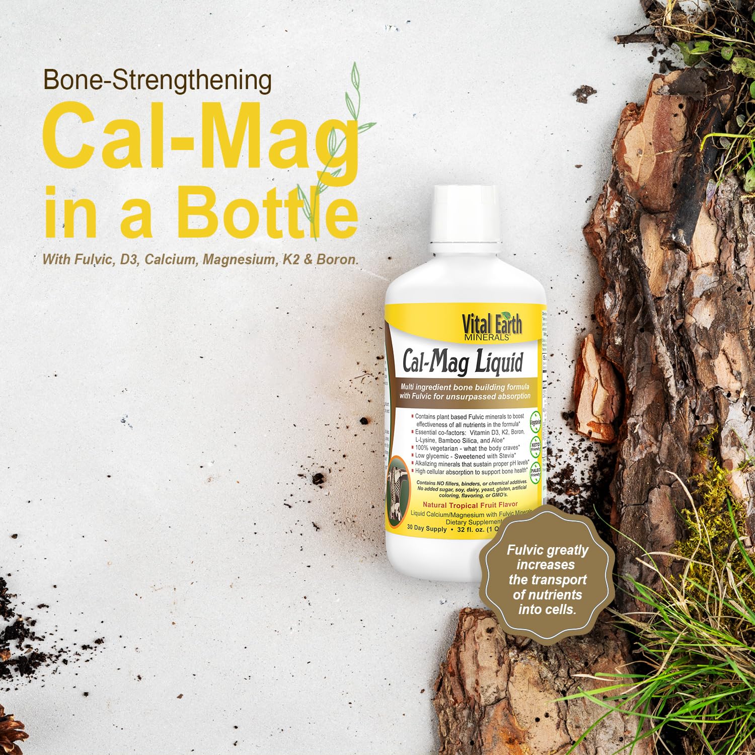Vital Earth Minerals Bone & Wellness Support – Cal Mag Liquid + Super Multi, Liquid Multivitamins, MTHFR Support, 32 Oz Ea - TrustMedUSA