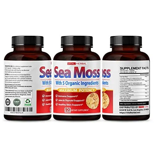 VITAL HERBAL Irish Sea Moss Capsules Equivalent to 5450mg - Maximum Potency - TrustMedUSA