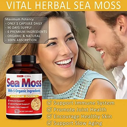 VITAL HERBAL Irish Sea Moss Capsules Equivalent to 5450mg - Maximum Potency - TrustMedUSA
