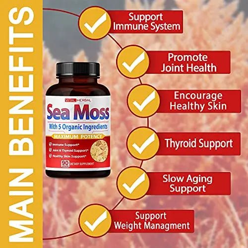 VITAL HERBAL Irish Sea Moss Capsules Equivalent to 5450mg - Maximum Potency - TrustMedUSA