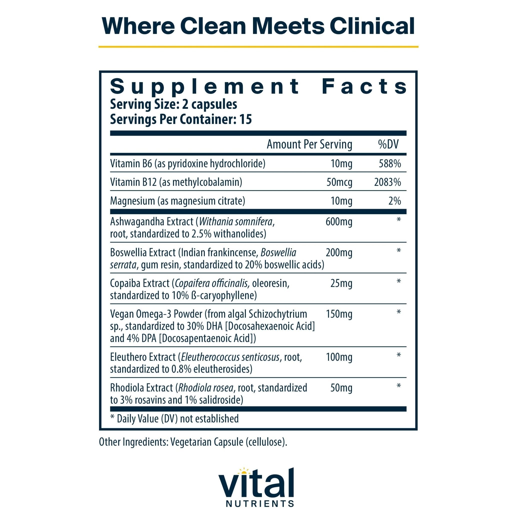 Vital Nutrients Cortisol Balance | Vegan Adrenal Support Supplements | Cortisol Manager Supports Energy & Stress Levels | Ashwagandha & Magnesium for Relaxation | Gluten, Dairy, Soy Free | 90 Capsules - Maple Wellness Supplements