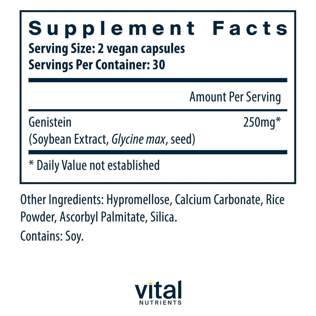Vital Nutrients Genistein - Easily Absorbed Isoflavones for Bone Health Support* - Vegan Supplement - Gluten and Dairy Free - Non-GMO - 60 Capsules - TrustMedUSA