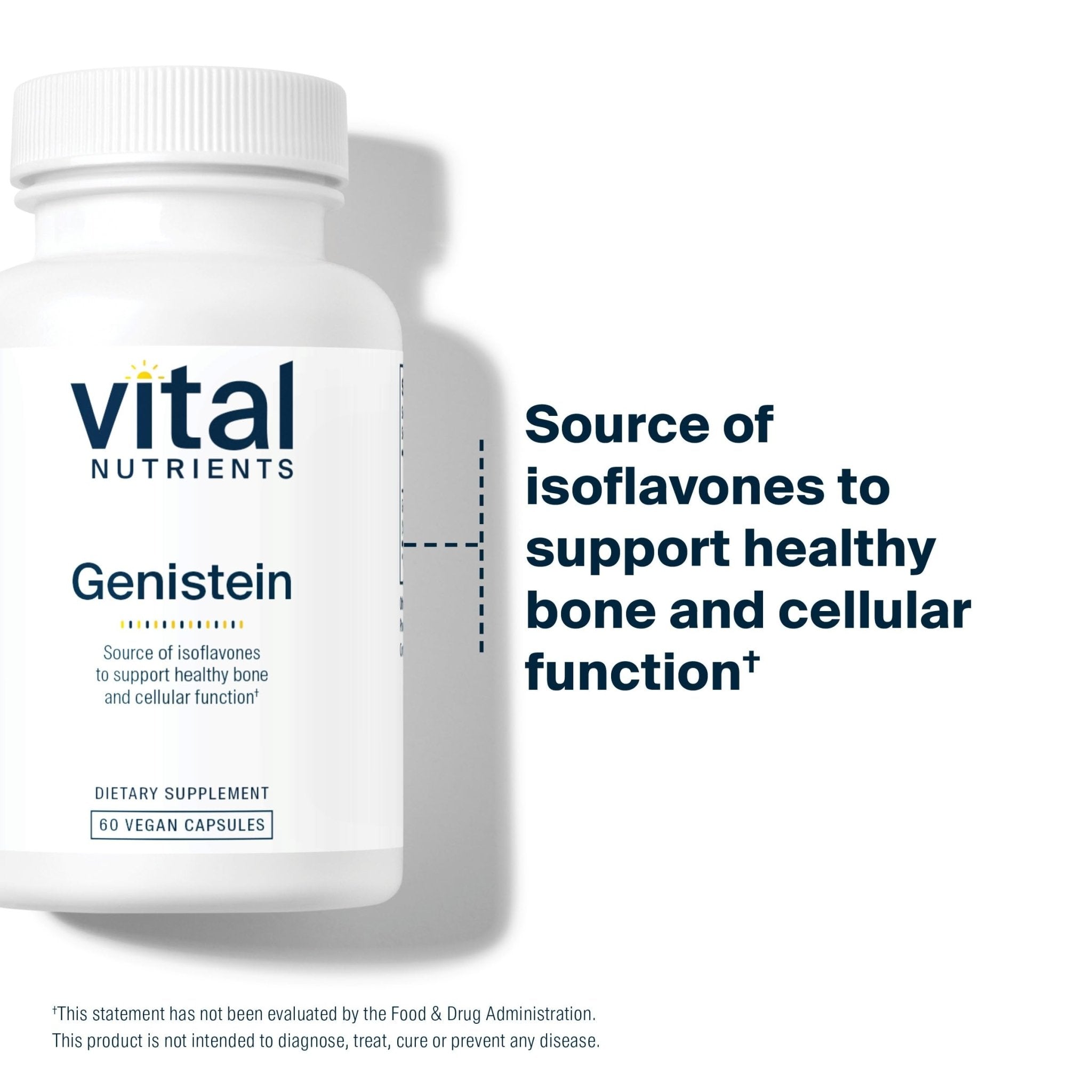 Vital Nutrients Genistein - Easily Absorbed Isoflavones for Bone Health Support* - Vegan Supplement - Gluten and Dairy Free - Non-GMO - 60 Capsules - TrustMedUSA