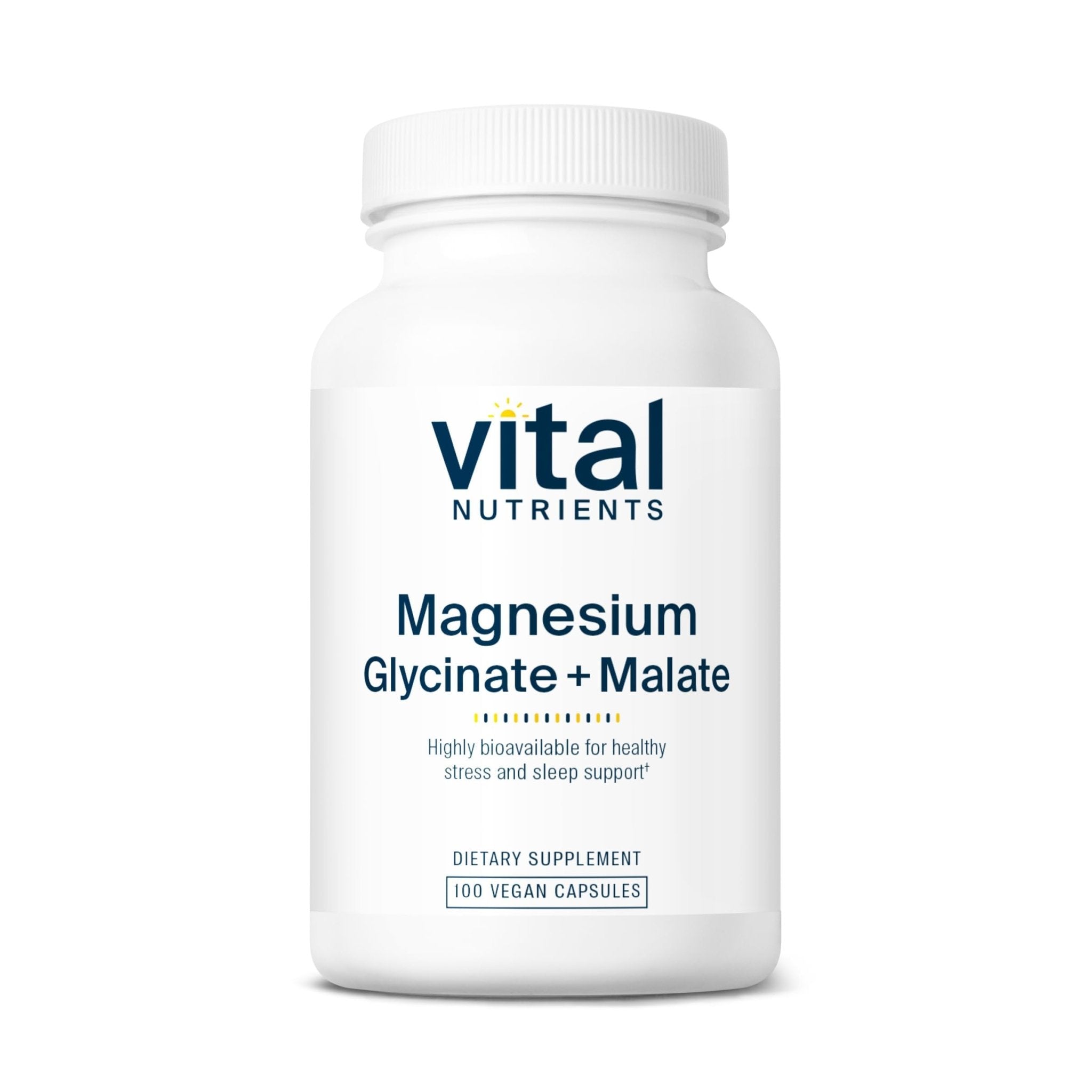 Vital Nutrients Magnesium Glycinate + Malate - 120mg Vegan Magnesium Supplement for Women and Men - Muscle, Heart, Bone Support* - Promotes Relaxation - TrustMedUSA