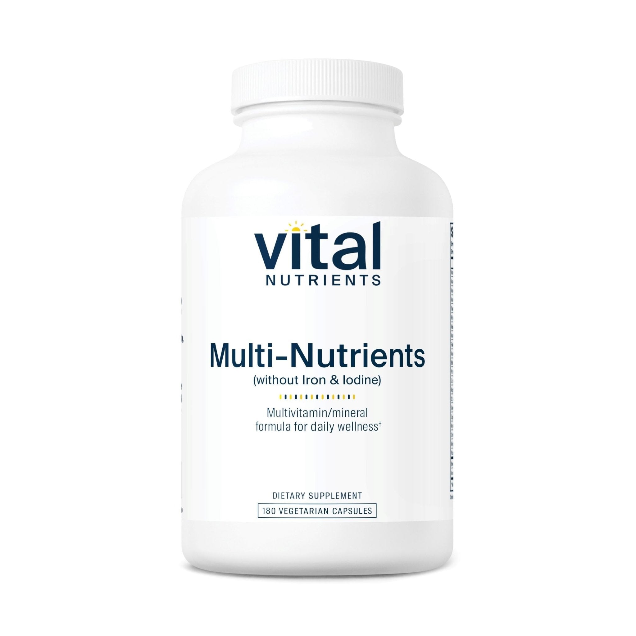 Vital Nutrients Multi-Nutrients (No Iron or Iodine) - Comprehensive Vegetarian Daily Multivitamin and Mineral Formula with Potent Antioxidants* - Gluten, Dairy, Soy Free - Non-GMO - 180 Capsules - TrustMedUSA
