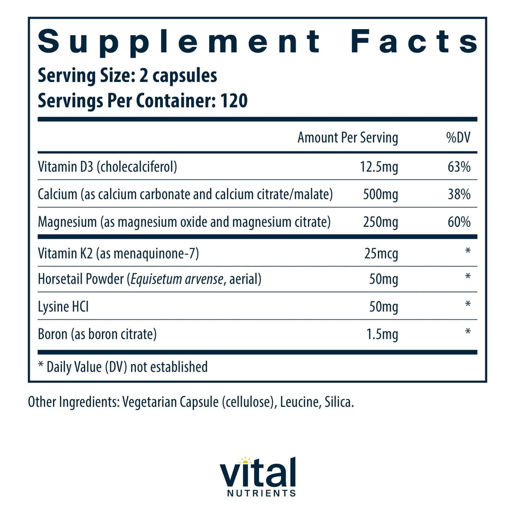 Vital Nutrients Osteo-Nutrients II - Vitamin K2 + D3, Calcium, Boron, and Magnesium for Bone Strength* - Healthy Heart Support - Vegetarian Supplement - Gluten, Dairy, Soy Free - 240 Capsules - TrustMedUSA