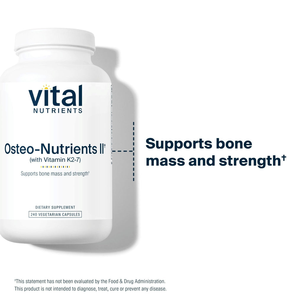 Vital Nutrients Osteo-Nutrients II - Vitamin K2 + D3, Calcium, Boron, and Magnesium for Bone Strength* - Healthy Heart Support - Vegetarian Supplement - Gluten, Dairy, Soy Free - 240 Capsules - TrustMedUSA