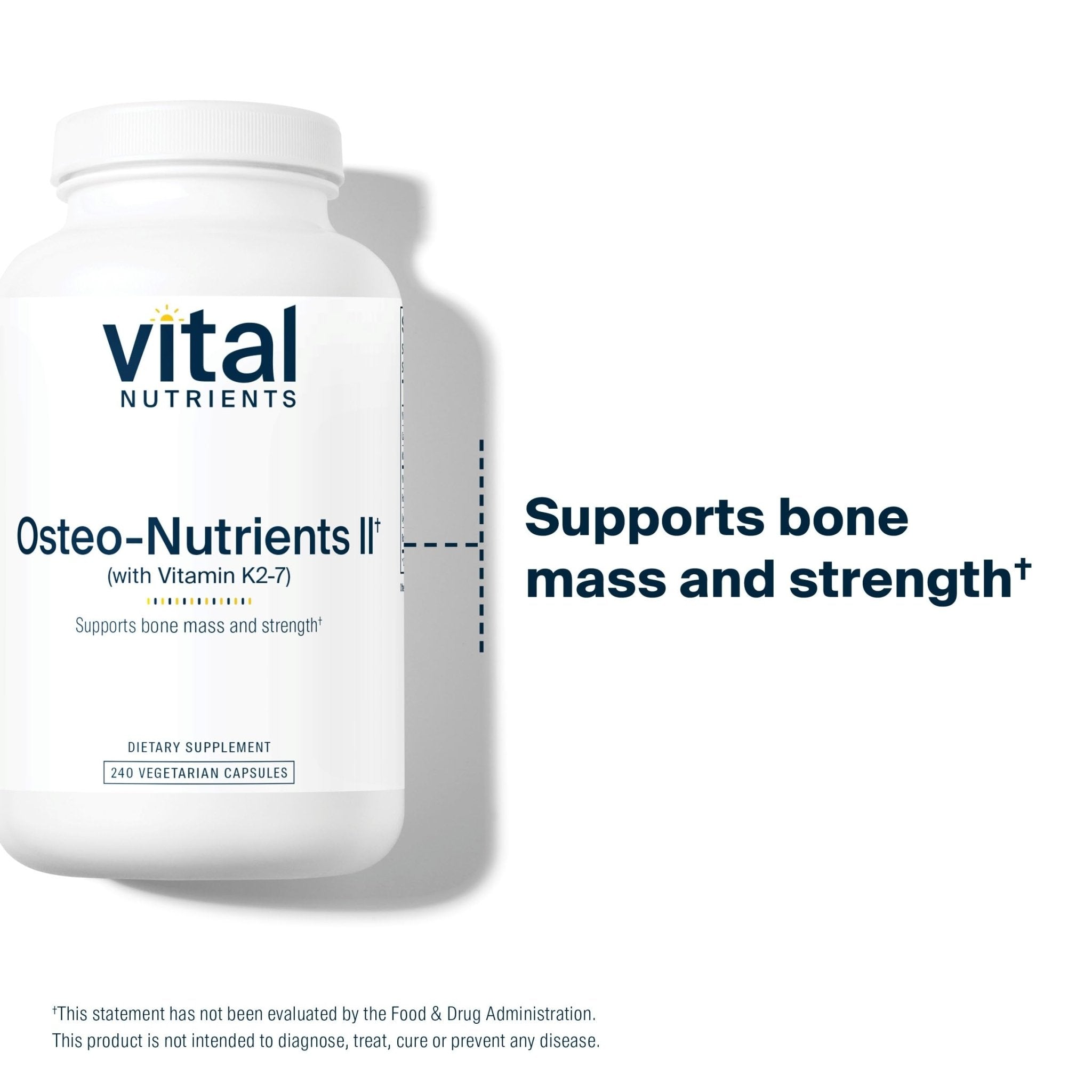 Vital Nutrients Osteo-Nutrients II - Vitamin K2 + D3, Calcium, Boron, and Magnesium for Bone Strength* - Healthy Heart Support - Vegetarian Supplement - Gluten, Dairy, Soy Free - 240 Capsules - TrustMedUSA