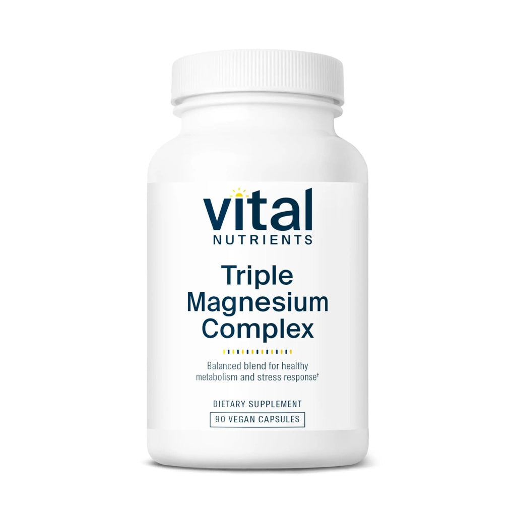 Vital Nutrients Triple Magnesium Complex Supplement | Vegan Magnesium Glycinate, Malate & Oxide 250mg | Easily Absorbed Magnesium Supplement for Stress, Muscle, Heart, Bone Support | 90 Capsules - TrustMedUSA