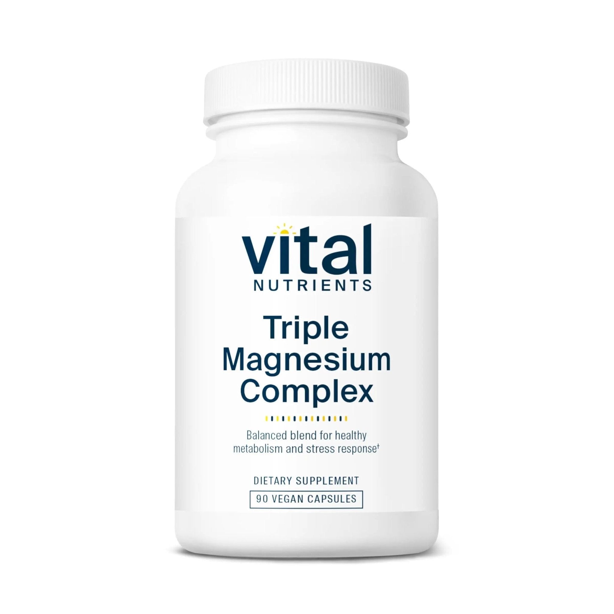 Vital Nutrients Triple Magnesium Complex Supplement | Vegan Magnesium Glycinate, Malate & Oxide 250mg | Easily Absorbed Magnesium Supplement for Stress, Muscle, Heart, Bone Support | 90 Capsules - TrustMedUSA