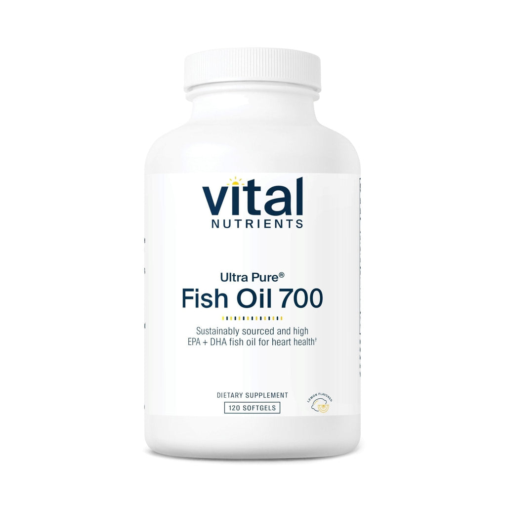 Vital Nutrients Ultra Pure Fish Oil 700 - Supports Heart, Brain, and Joint Health* - Sustainably Sourced High EPA & DHA Omega-3 Fatty Acid - Lemon Flavor - Gluten, Dairy & Soy Free - 120 Softgels - Maple Wellness Supplements