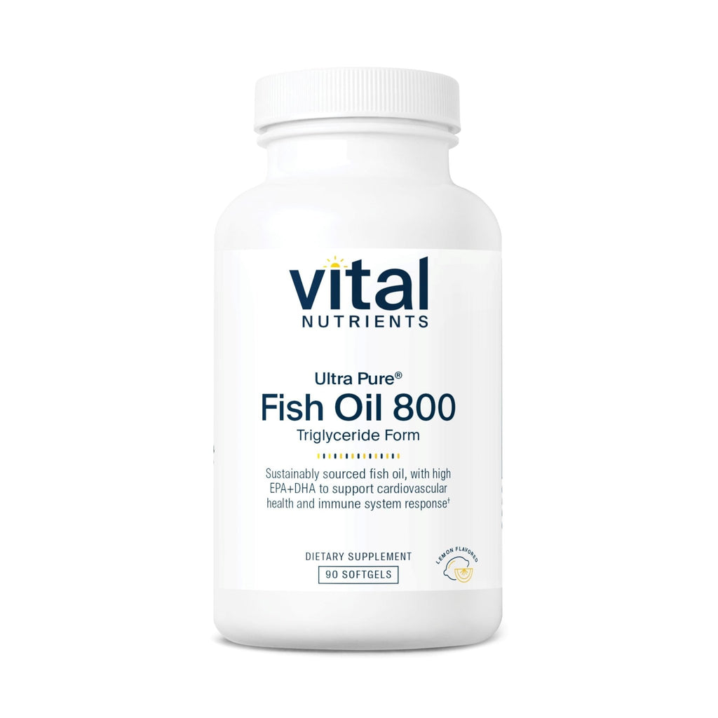 Vital Nutrients Ultra Pure® Fish Oil 800 Triglyceride Form - Heart, Brain, & Immune Health* - Sustainably Sourced High EPA & DHA Omega-3 Fatty Acid - Lemon Flavor - Gluten, Dairy, Soy Free - 90 Count - TrustMedUSA