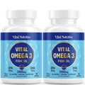 Vital Omega 3 Fish Oil Supplements 2400mg | 864mg EPA & 576mg DHA | 1440mg Total Omega-3 Fatty Acids | Promotes Brain & Heart Health | Non-GMO, Gluten-Free, Sugar-Free | Lemon | 60 Day Servings - TrustMedUSA