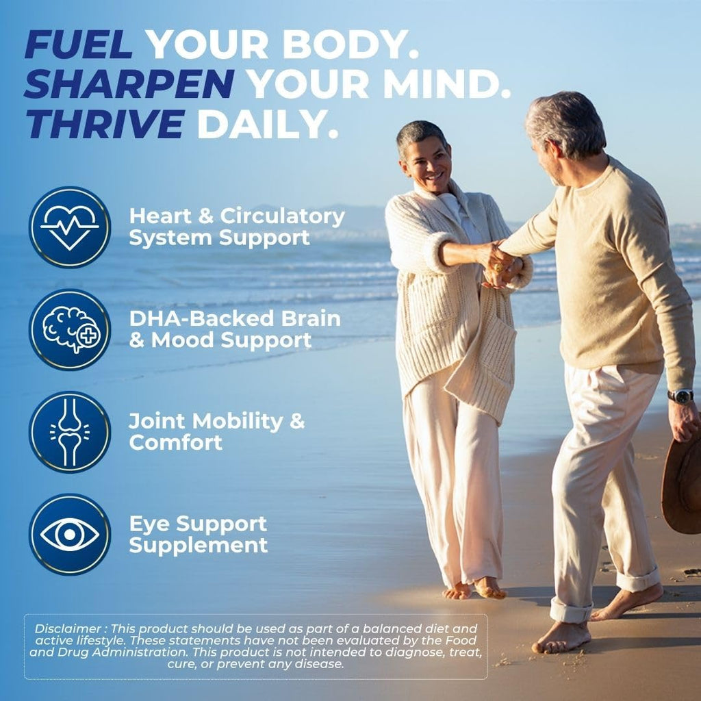 Vital Omega 3 Fish Oil Supplements 2400mg | 864mg EPA & 576mg DHA | 1440mg Total Omega-3 Fatty Acids | Promotes Brain & Heart Health | Non-GMO, Gluten-Free, Sugar-Free | Lemon | 60 Day Servings - TrustMedUSA