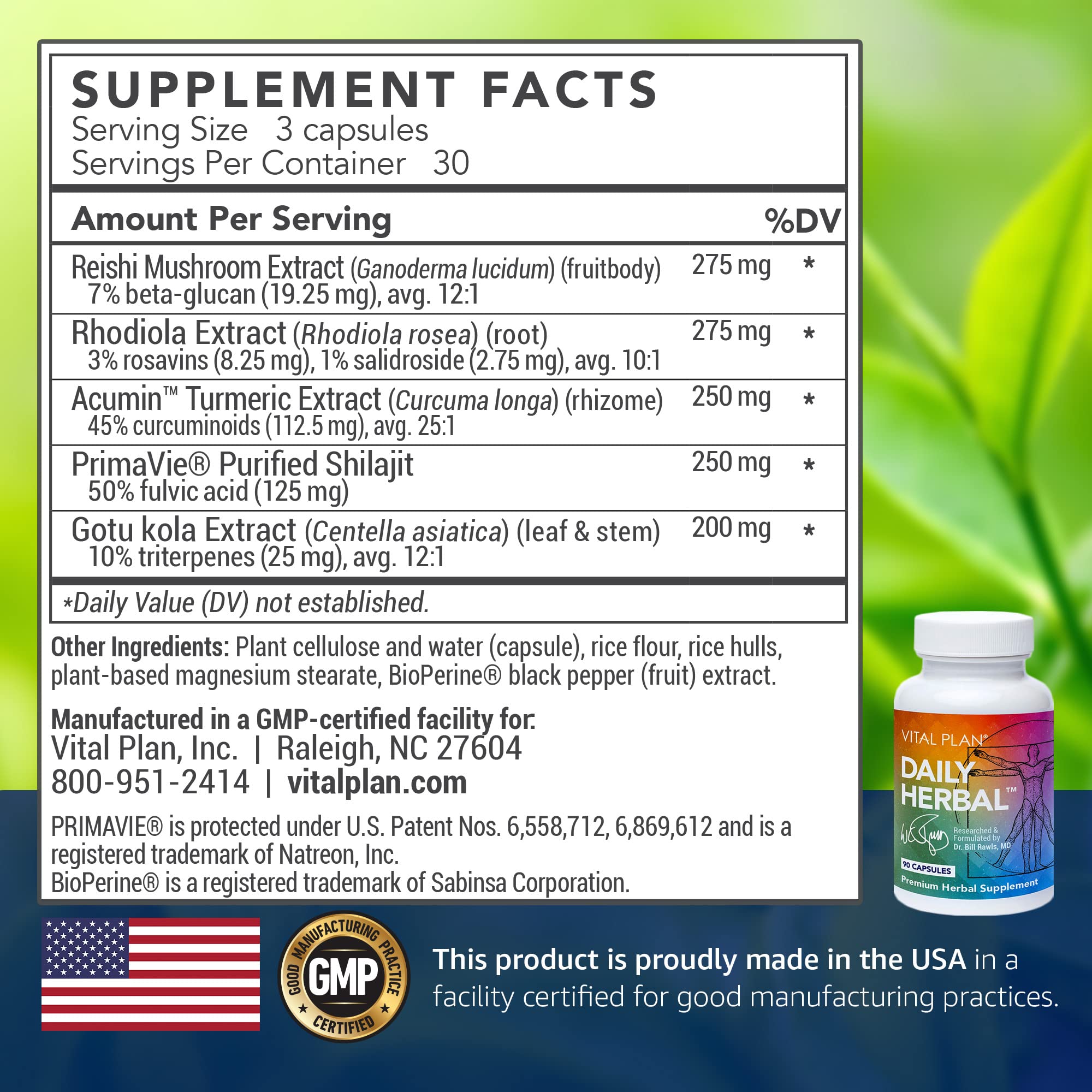 Vital Plan Daily Herbal Supplement by Dr. Bill Rawls – Herbal Immunity Booster for Immune Support, Microbiome Balance & Cell Health — Reishi Mushroom, Turmeric & Rhodiola - TrustMedUSA