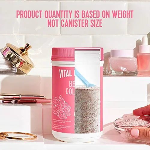 Vital Proteins Beauty Collagen (Strawberry Lemon, Canister) - 120mg of Hyaluronic Acid - TrustMedUSA