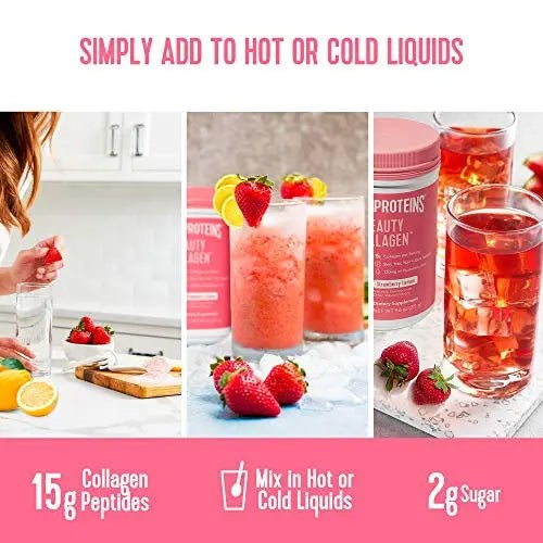 Vital Proteins Beauty Collagen (Strawberry Lemon, Canister) - 120mg of Hyaluronic Acid - TrustMedUSA