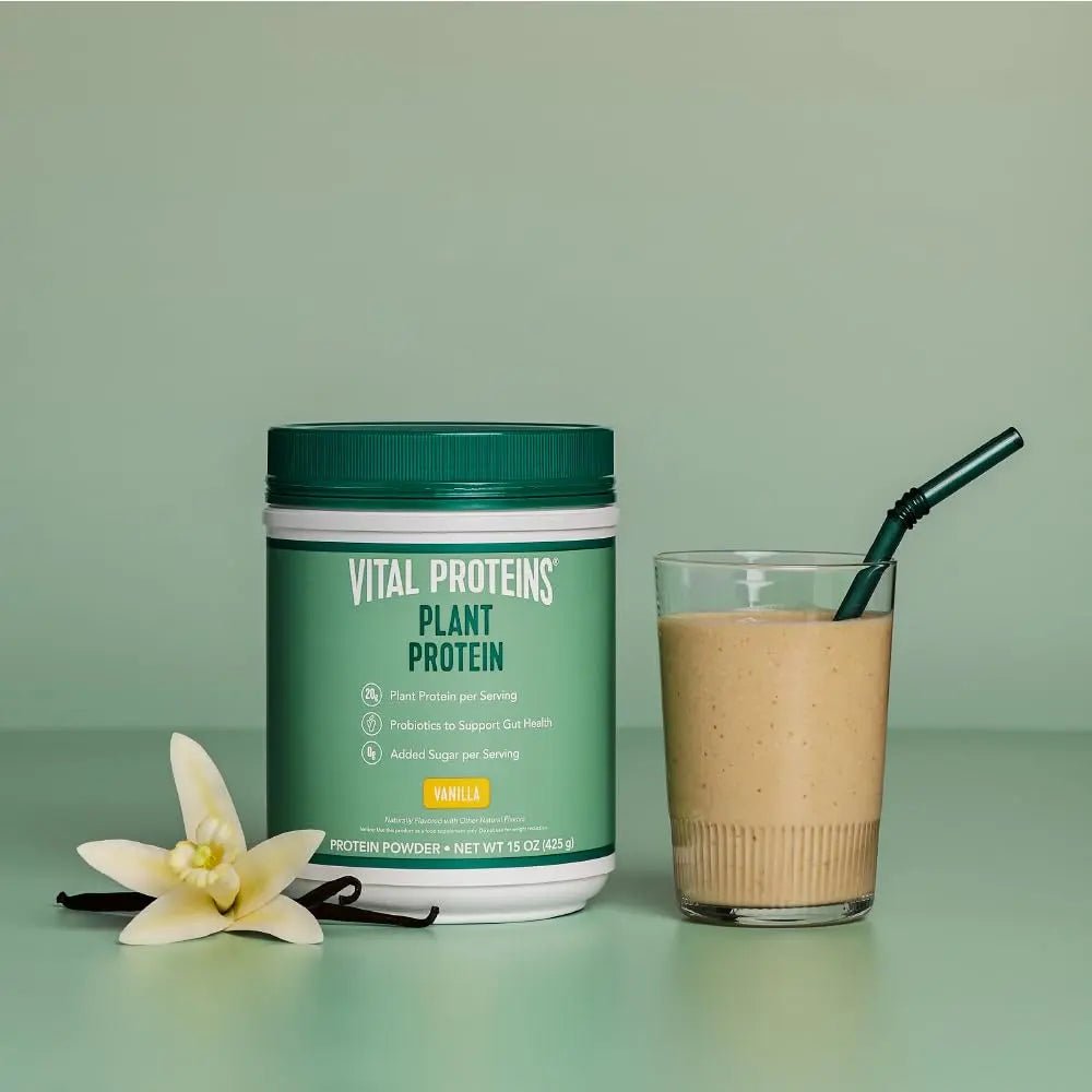 Vital Proteins Collagen Peptides Powder, 9.33 oz Unflavored + 15 oz Vanilla Plant Protein - TrustMedUSA