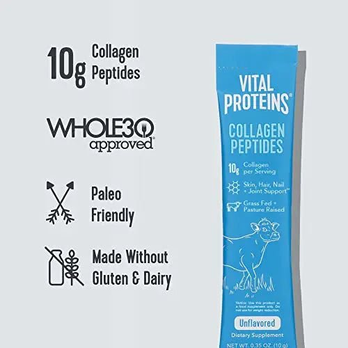 Vital Proteins Collagen Peptides Powder Supplement Travel Packs, Hydrolyzed Collagen - TrustMedUSA