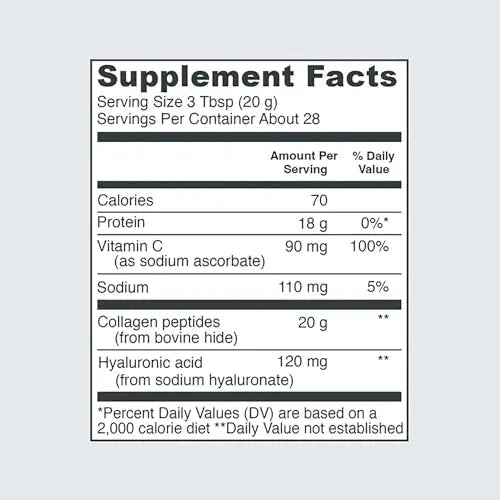 Vital Proteins Collagen Peptides Powder with Hyaluronic Acid and Vitamin C, Unflavored - TrustMedUSA