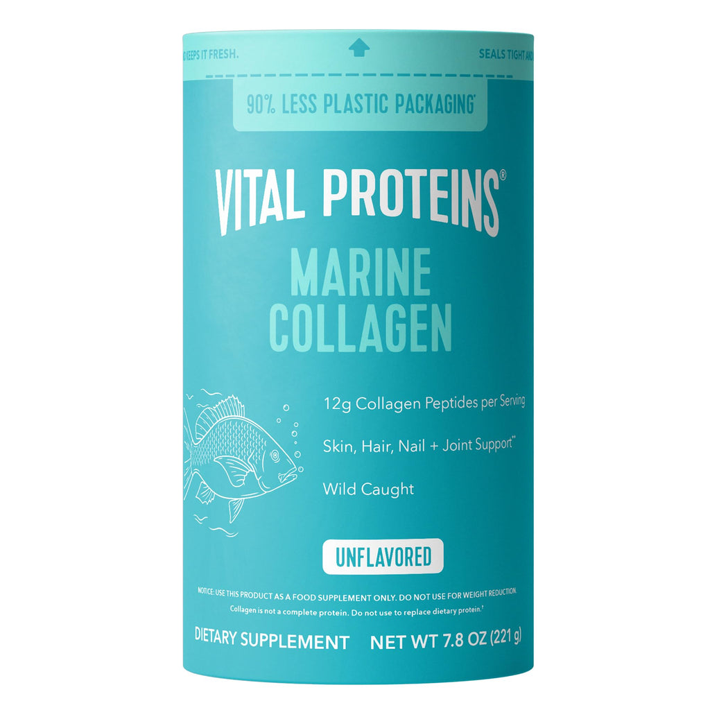 Vital Proteins Marine Collagen Peptides Powder Supplement for Skin Hair Nail Joint - Hydrolyzed Collagen - 12g per Serving - 7.8 oz Canister - Maple Wellness Supplements